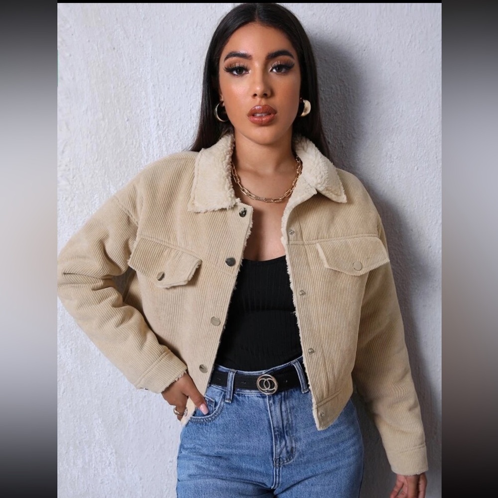 NWOT Drop Shoulder Faux Shearling Jacket